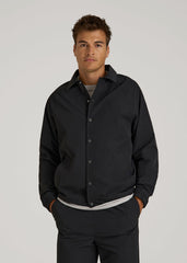 American Tall Outlet | Flex Nylon Collared Jacket for Tall Men in Black