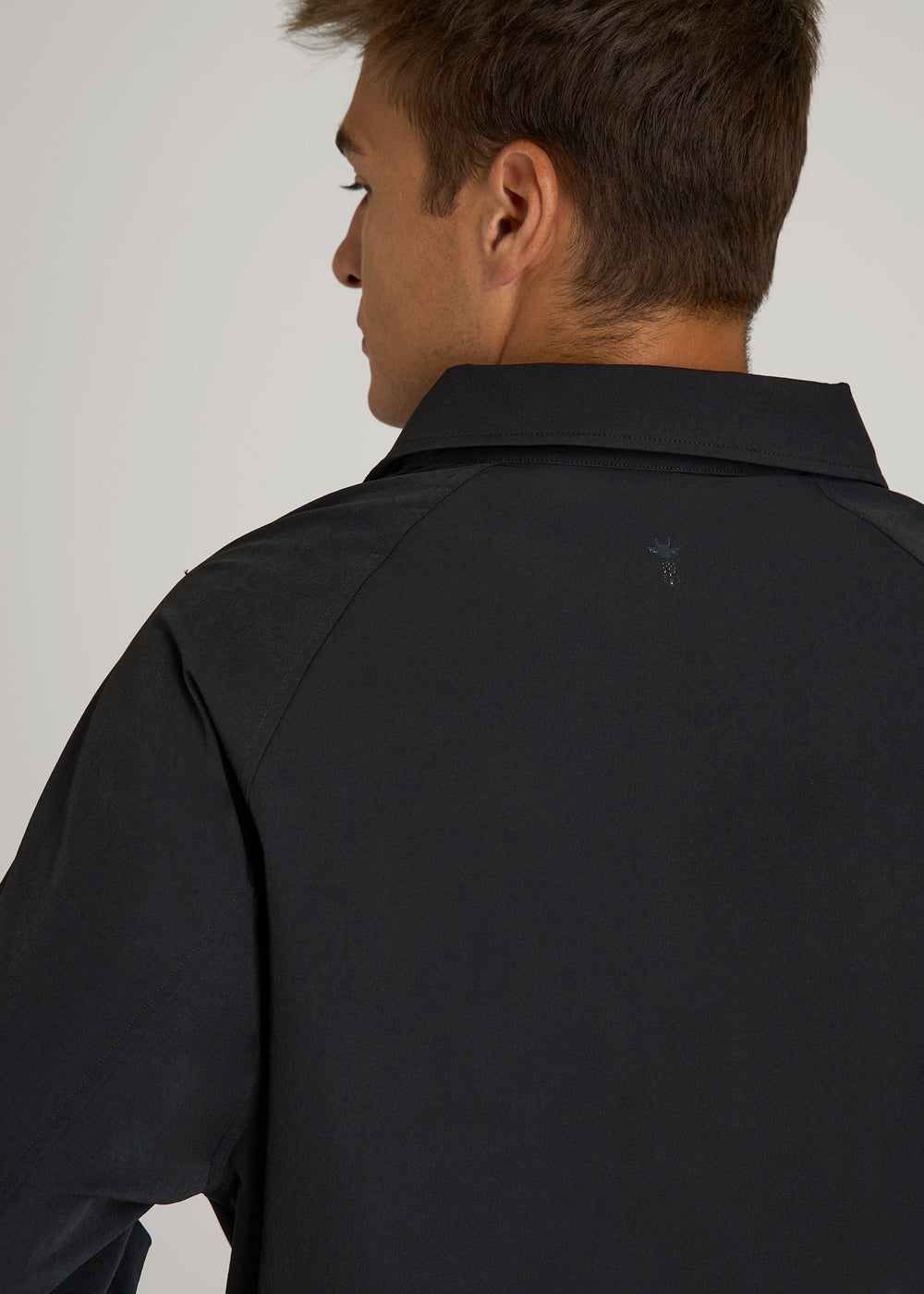 American Tall Outlet | Flex Nylon Collared Jacket for Tall Men in Black
