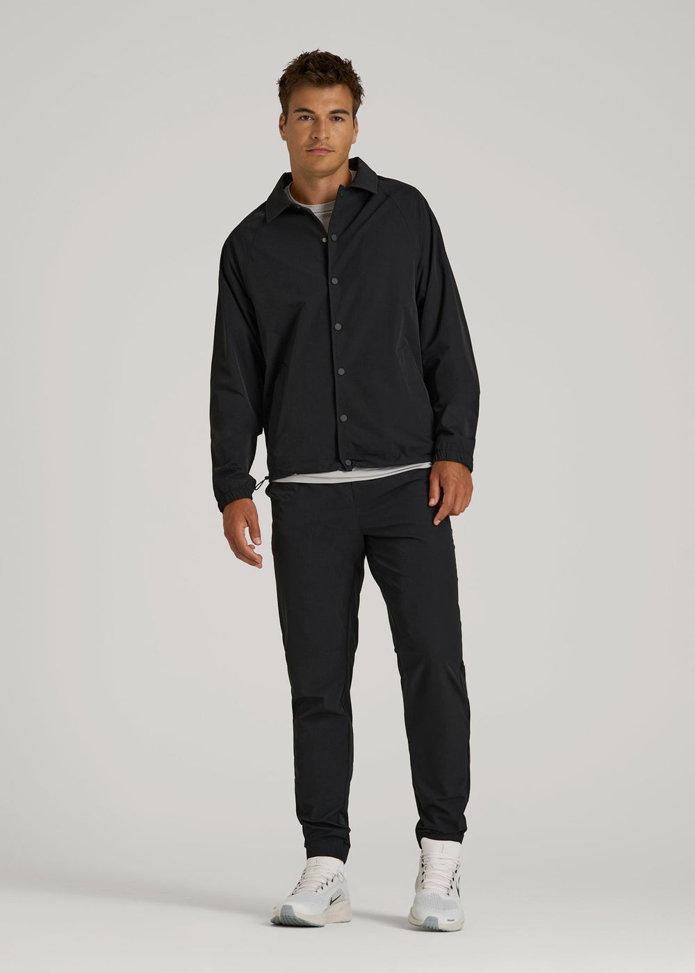 American Tall Outlet | Flex Nylon Collared Jacket for Tall Men in Black