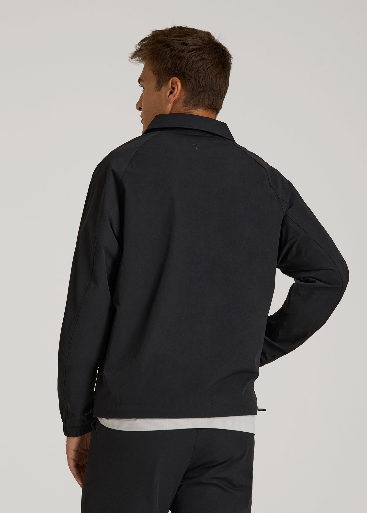 American Tall Outlet | Flex Nylon Collared Jacket for Tall Men in Black