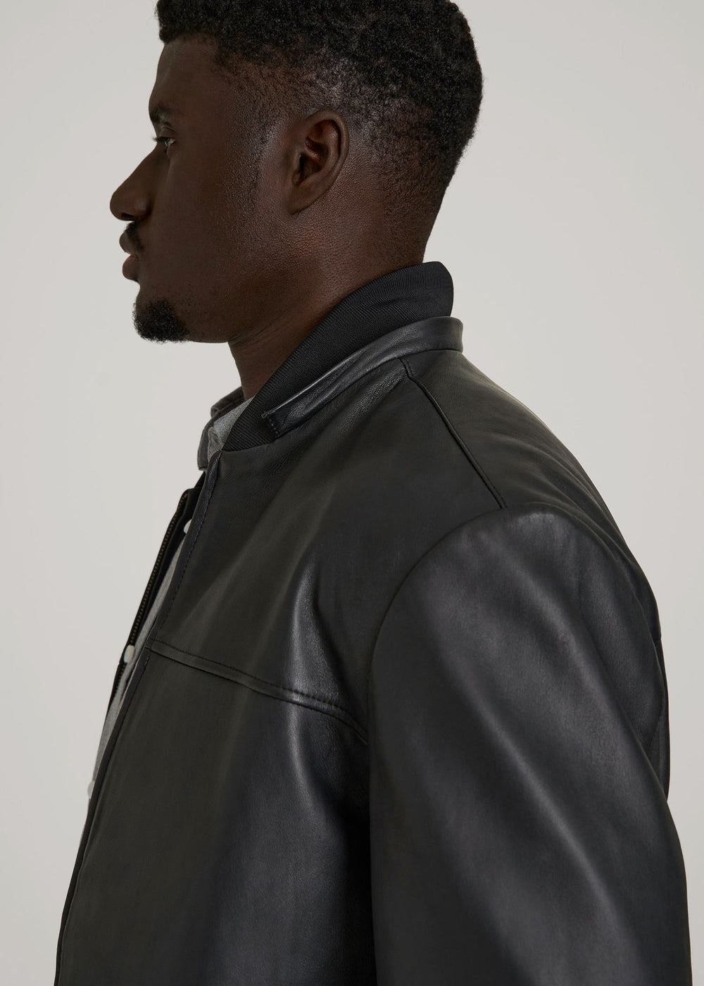 American Tall Online Shop | Genuine Leather Hooded Bomber for Tall Men in Black