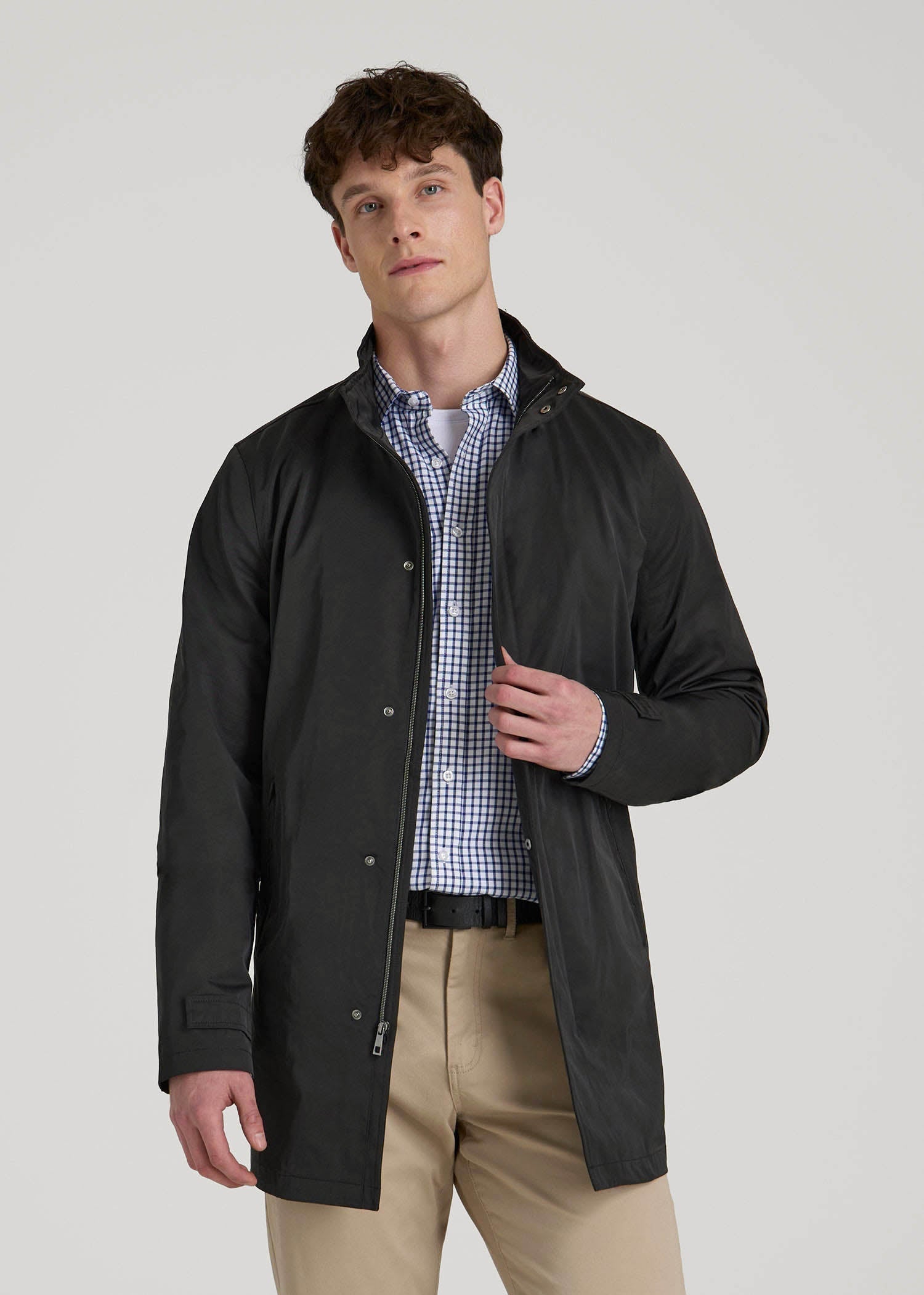 American Tall Sale | Zip Trench Coat for Tall Men in Black