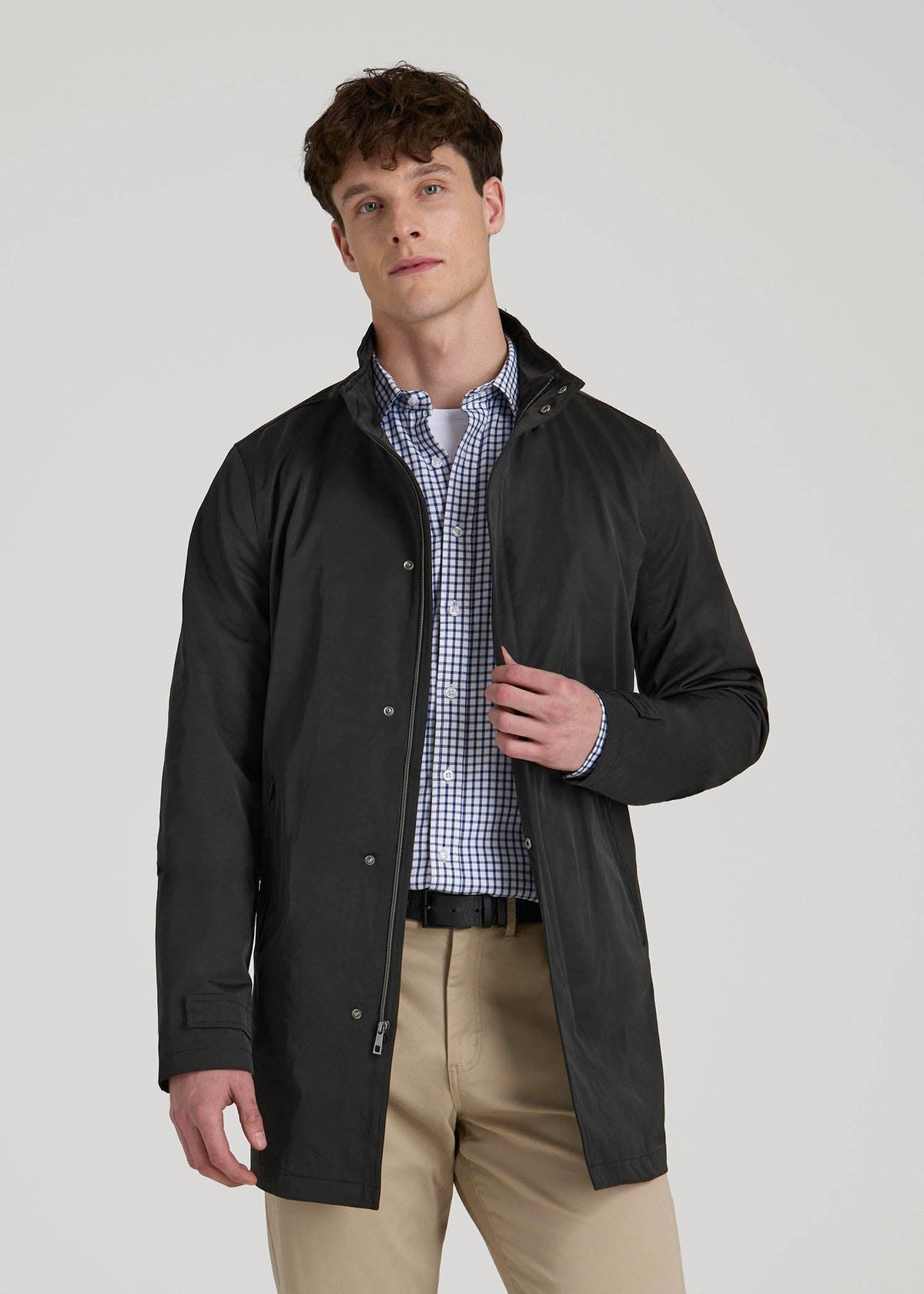 American Tall Sale | Zip Trench Coat for Tall Men in Black
