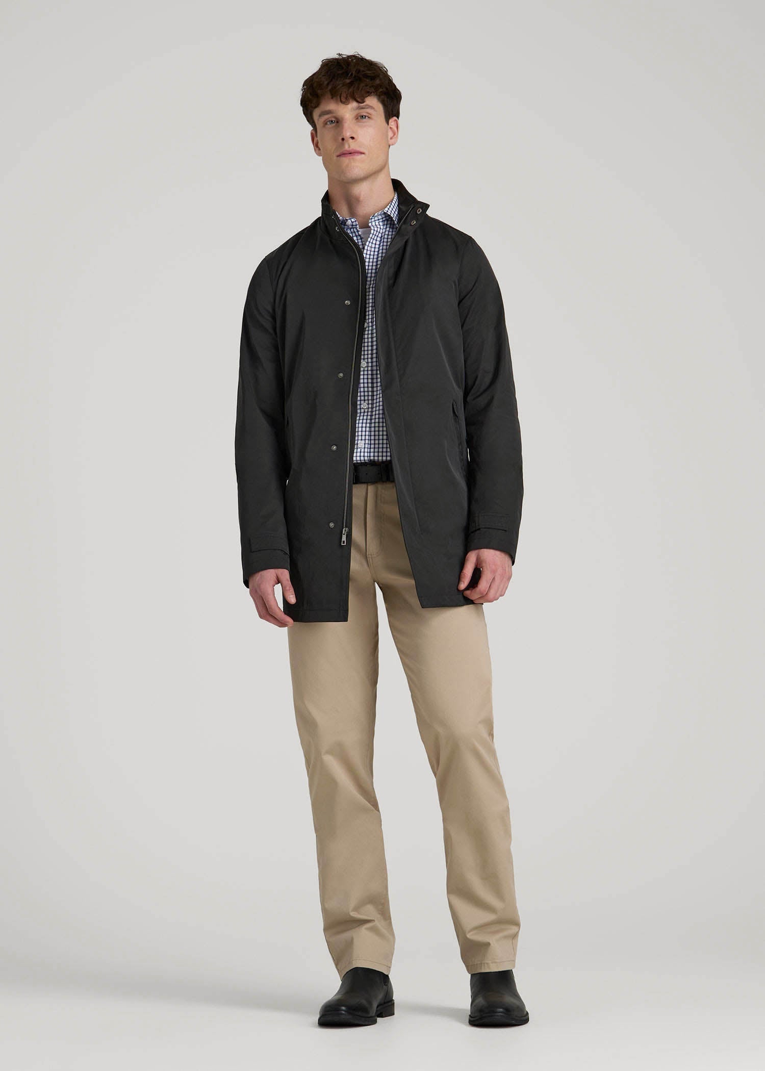 American Tall Sale | Zip Trench Coat for Tall Men in Black