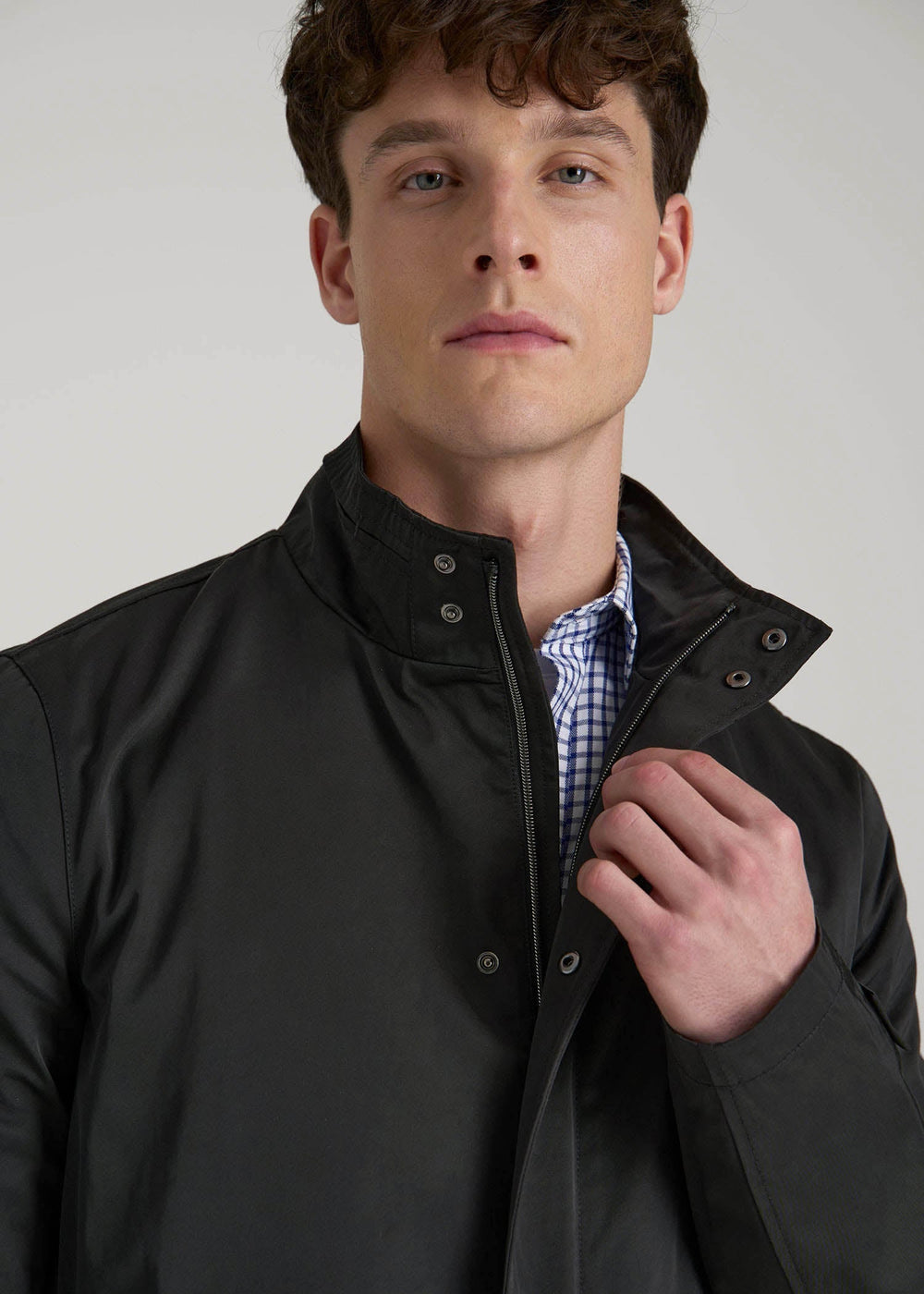 American Tall Sale | Zip Trench Coat for Tall Men in Black