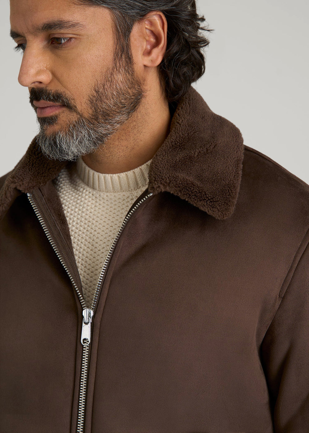 American Tall For Sale | Sherpa Bomber Jacket for Tall Men in Bison Brown