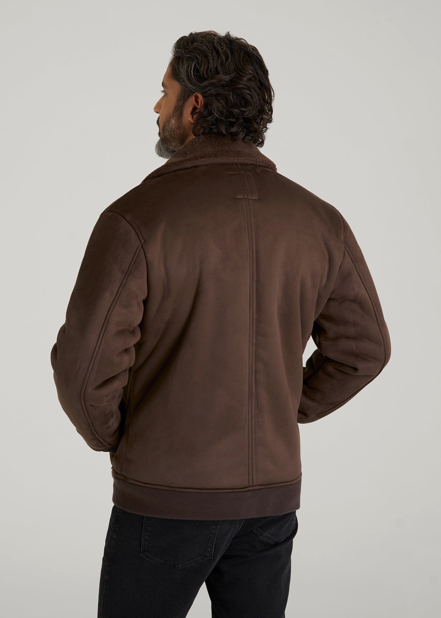 American Tall For Sale | Sherpa Bomber Jacket for Tall Men in Bison Brown