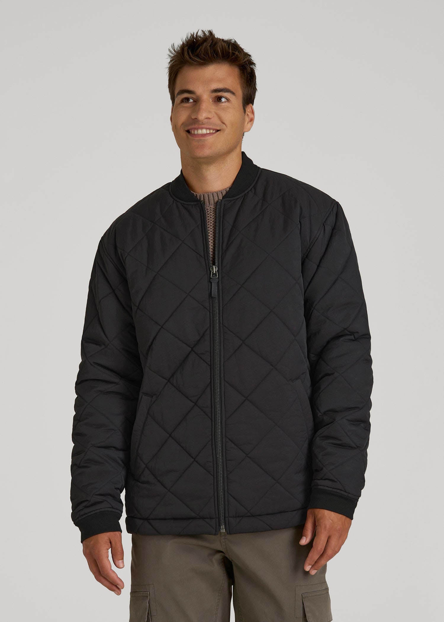 American Tall Discount | Quilted Jacket for Tall Men in Black