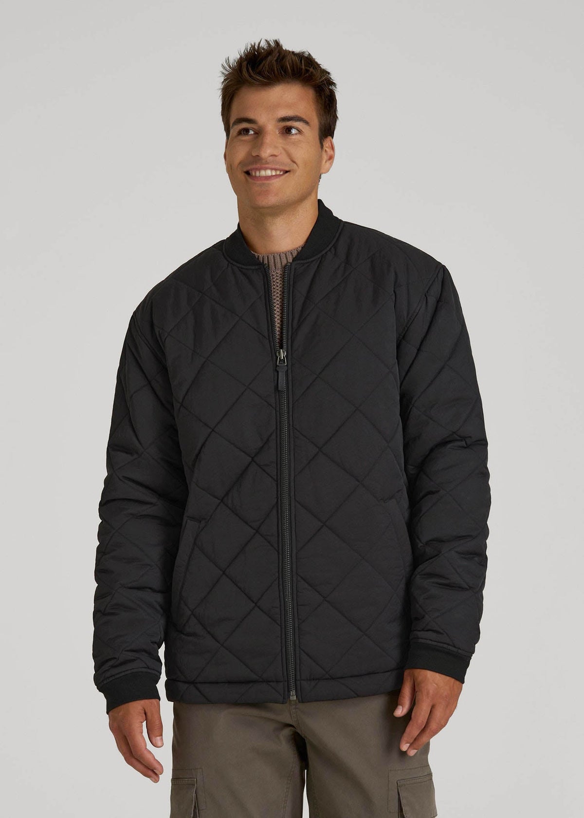 American Tall Discount | Quilted Jacket for Tall Men in Black