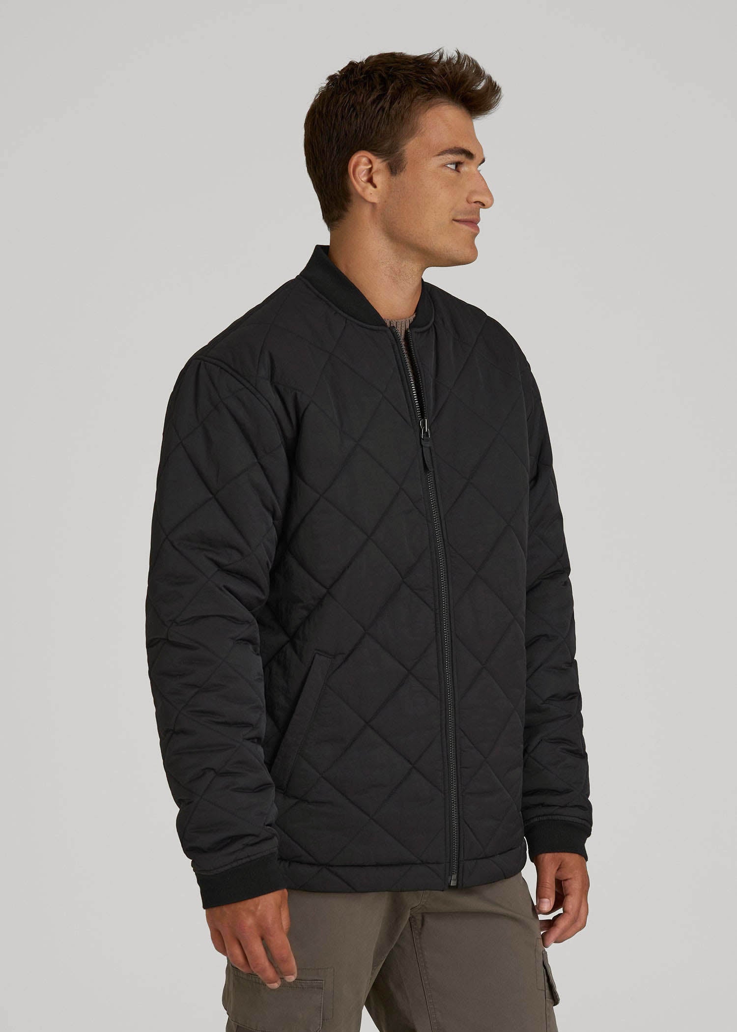 American Tall Discount | Quilted Jacket for Tall Men in Black