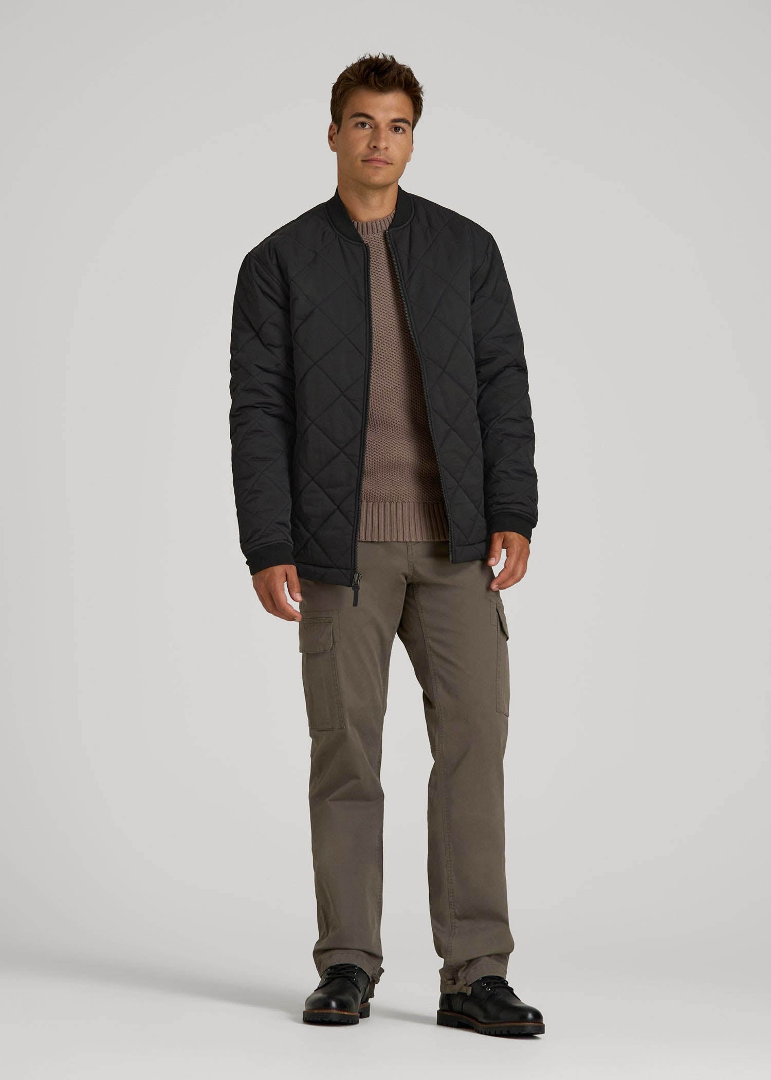 American Tall Discount | Quilted Jacket for Tall Men in Black