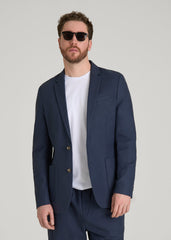 American Tall Online | Stretch Cotton Linen Blend Blazer for Tall Men in Navy Blue