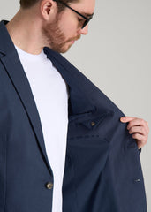 American Tall Online | Stretch Cotton Linen Blend Blazer for Tall Men in Navy Blue