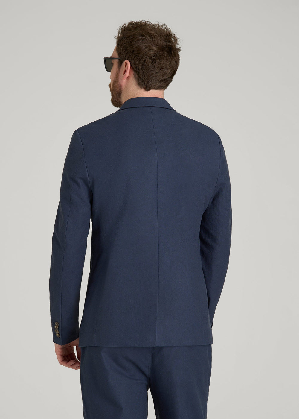 American Tall Online | Stretch Cotton Linen Blend Blazer for Tall Men in Navy Blue