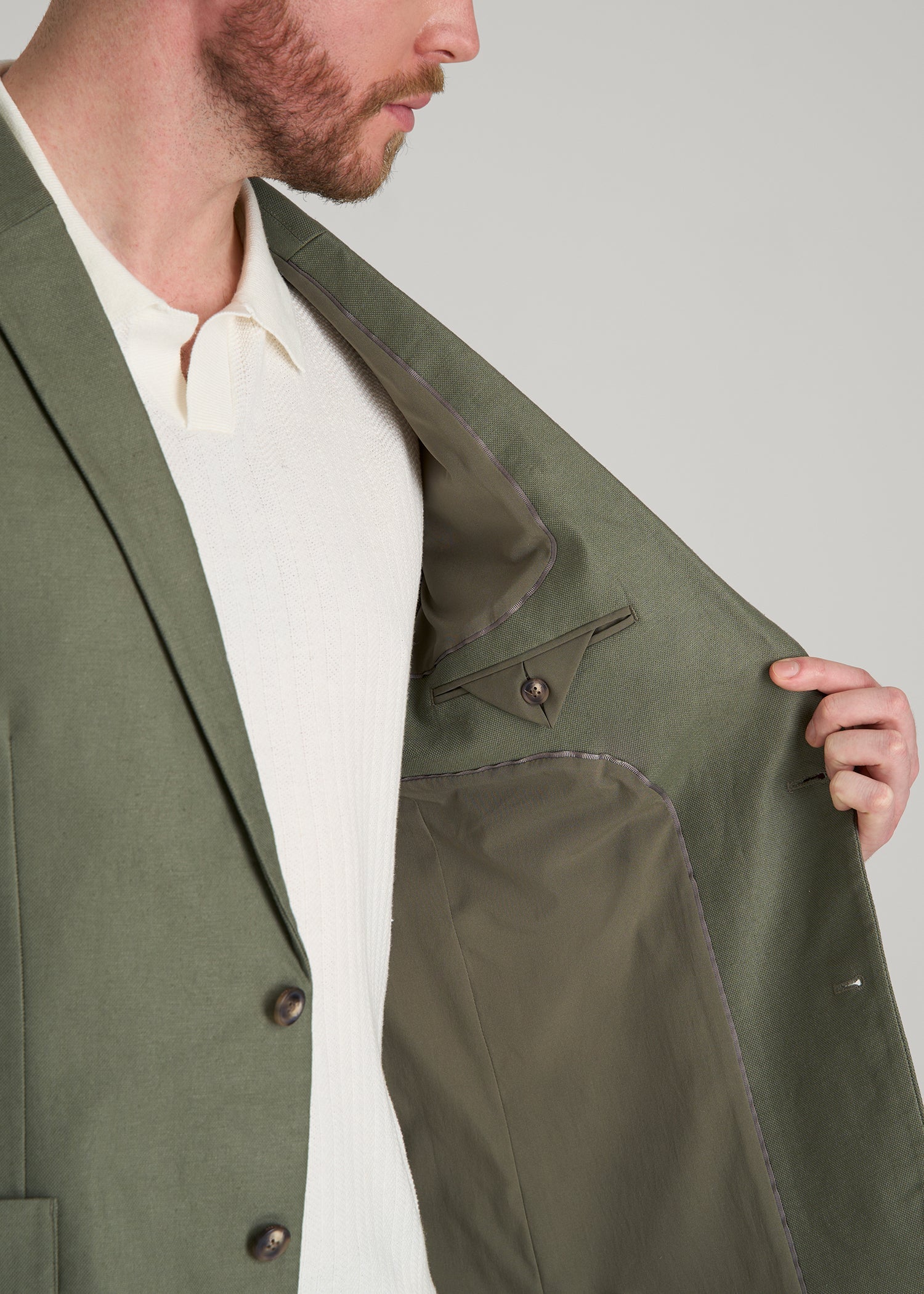 American Tall For Sale | Stretch Cotton Linen Blend Blazer for Tall Men in Olive