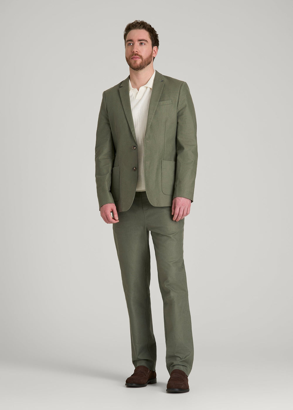 American Tall For Sale | Stretch Cotton Linen Blend Blazer for Tall Men in Olive