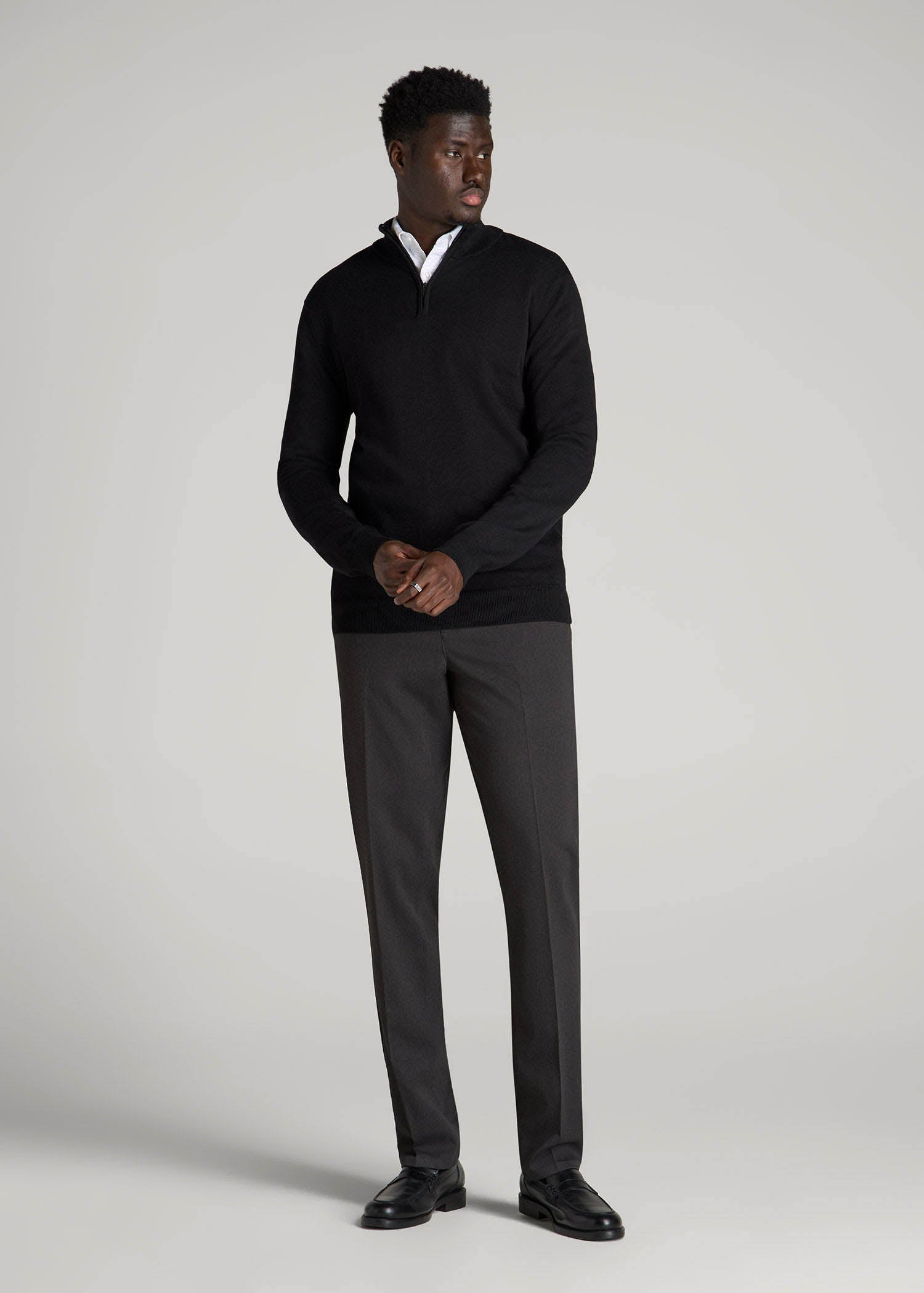 American Tall Online | TAPERED-FIT Stretch Dress Pants for Tall Men in Charcoal Heather