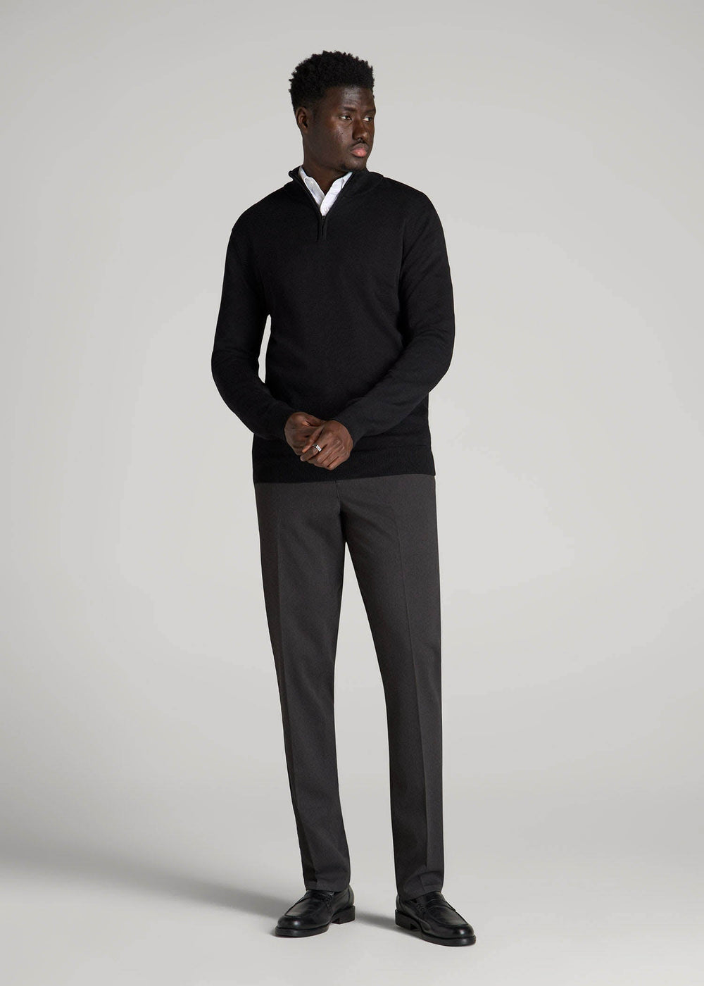 American Tall Online | TAPERED-FIT Stretch Dress Pants for Tall Men in Charcoal Heather