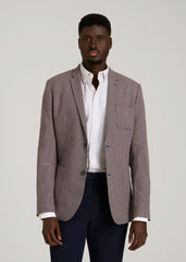 American Tall Outlet | Core Blazer for Tall Men in Brown and Blue Mini Houndstooth