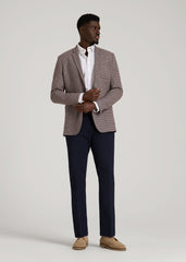 American Tall Outlet | Core Blazer for Tall Men in Brown and Blue Mini Houndstooth