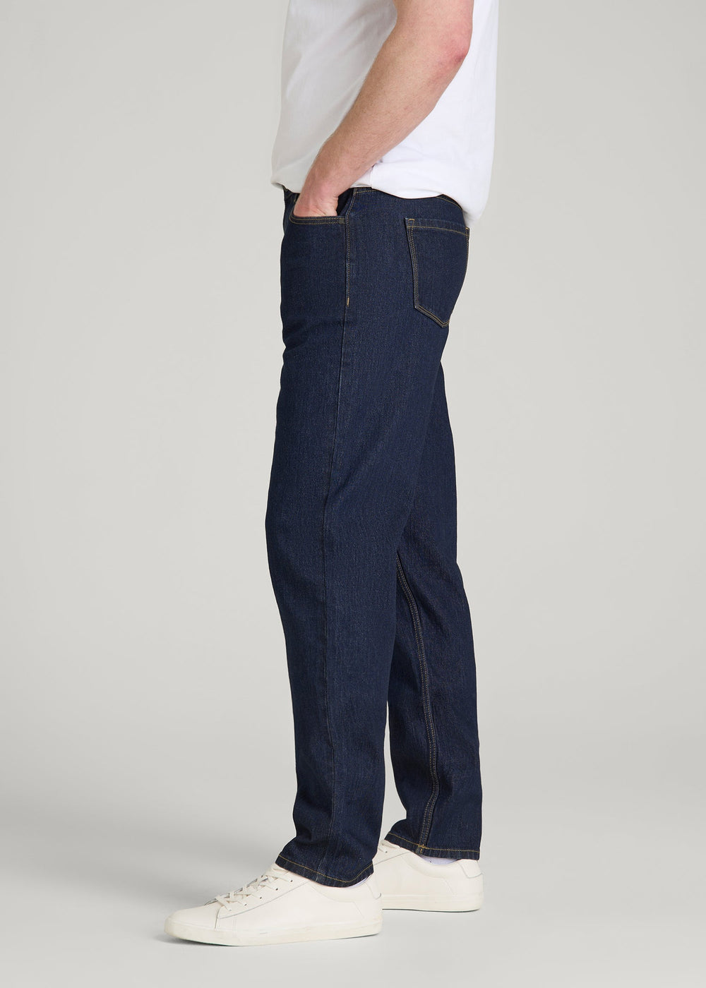 American Tall Online Shop | MILO Relaxed Tapered Fit Jeans for Tall Men in Deep Indigo Wash