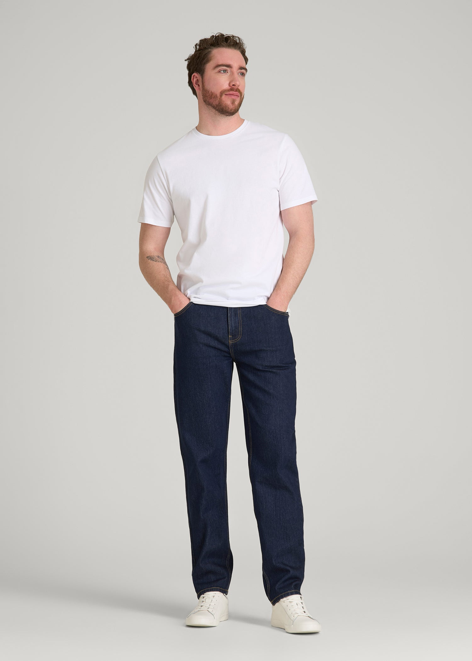American Tall Online Shop | MILO Relaxed Tapered Fit Jeans for Tall Men in Deep Indigo Wash