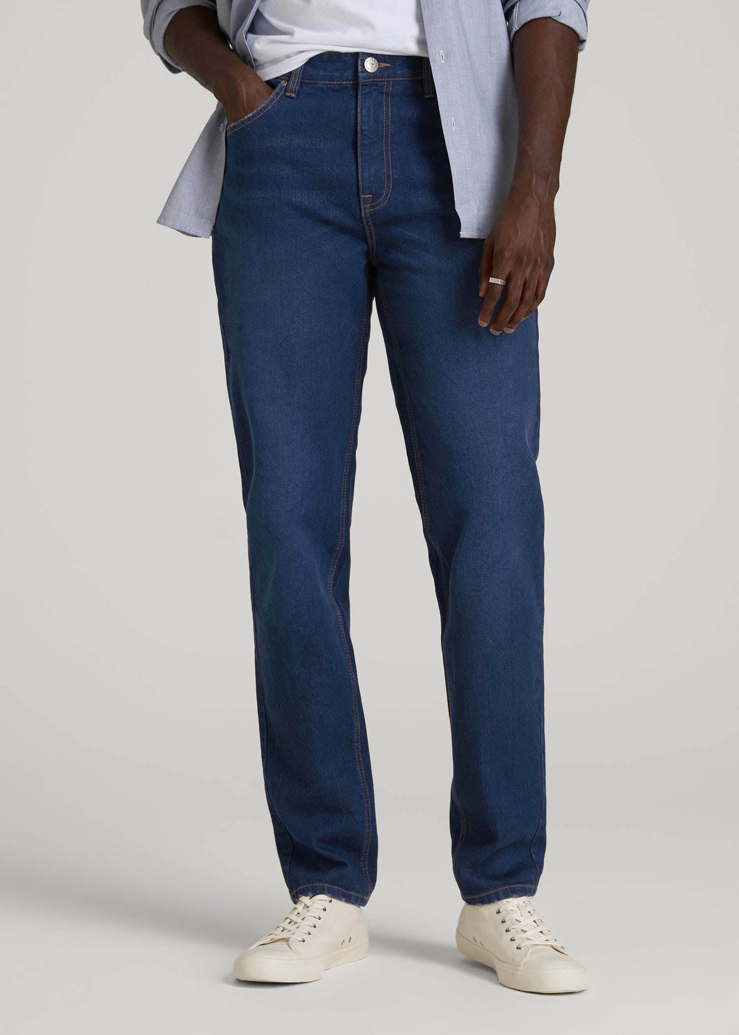 American Tall Online Shop | Milo RELAXED TAPERED FIT Jeans for Tall Men in Midnight Blue Wash