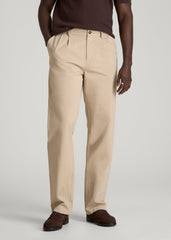 American Tall Online | Stretch Commuter Pleated Chinos for Tall Men in Warm Taupe