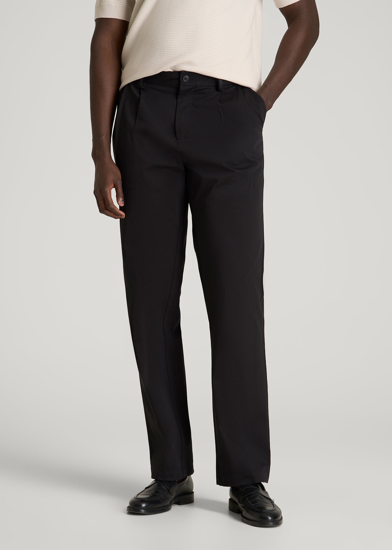 American Tall Sale | Stretch Commuter Pleated Chinos for Tall Men in Black