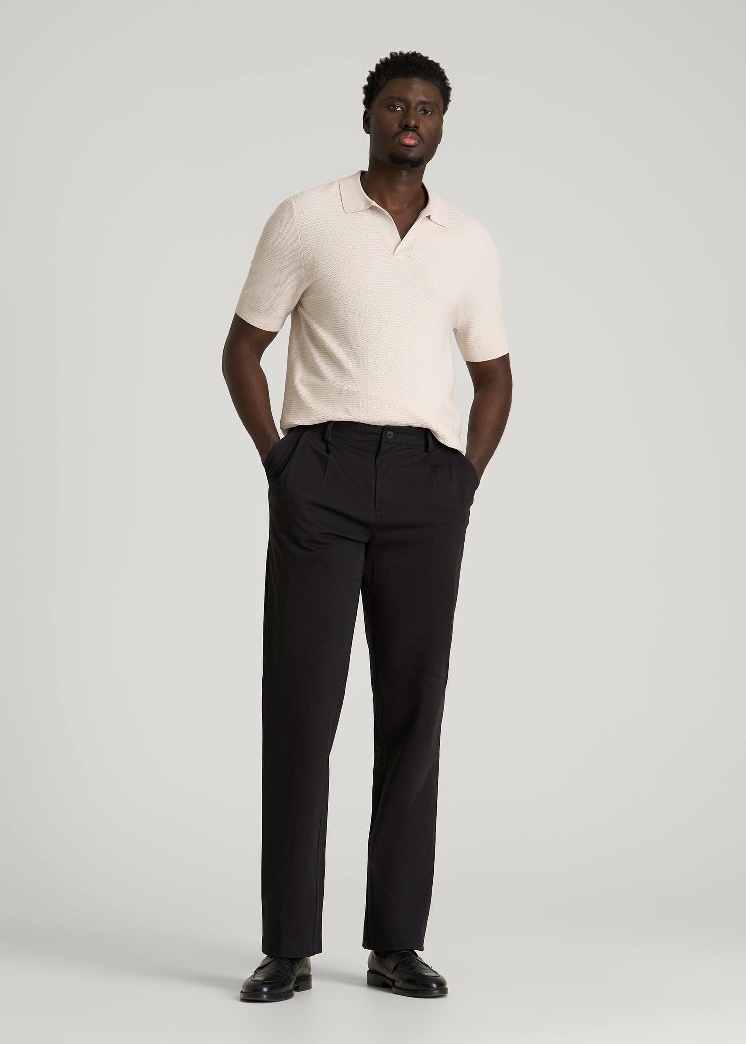 American Tall Sale | Stretch Commuter Pleated Chinos for Tall Men in Black