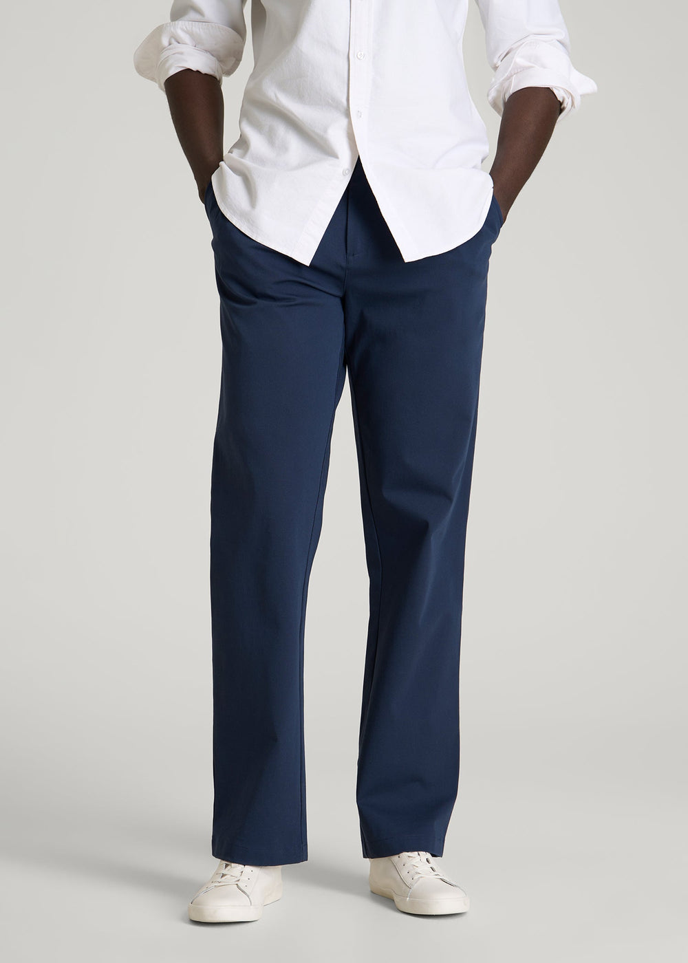American Tall Outlet | Stretch Commuter Pleated Chinos for Tall Men in Navy Blue