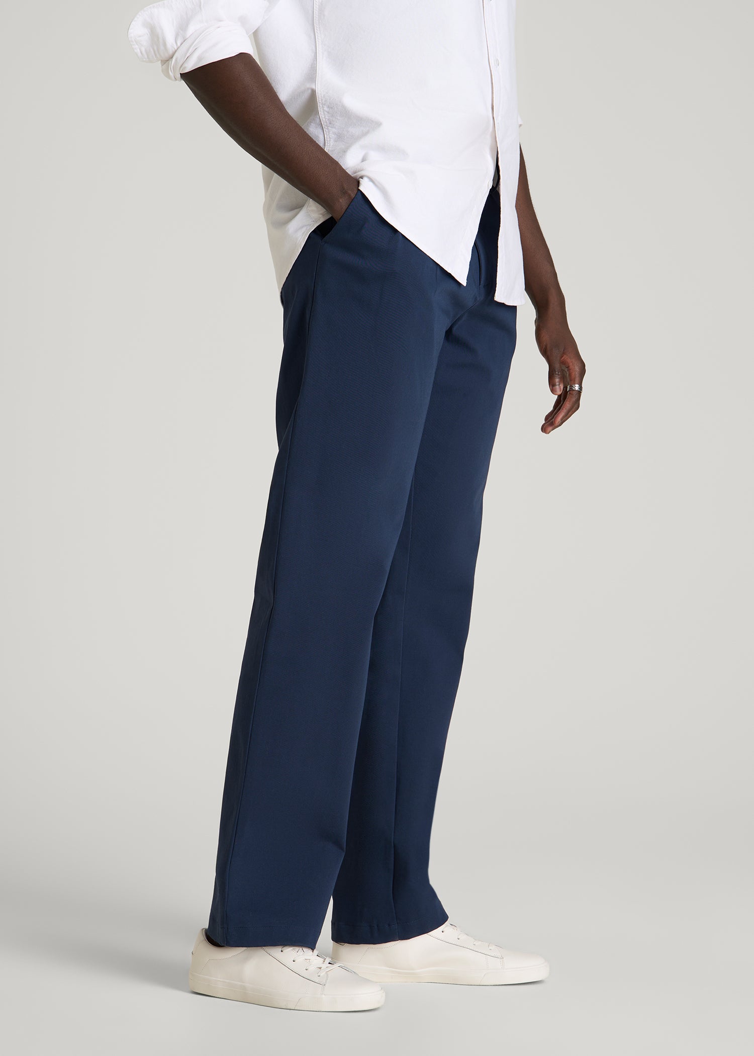 American Tall Outlet | Stretch Commuter Pleated Chinos for Tall Men in Navy Blue