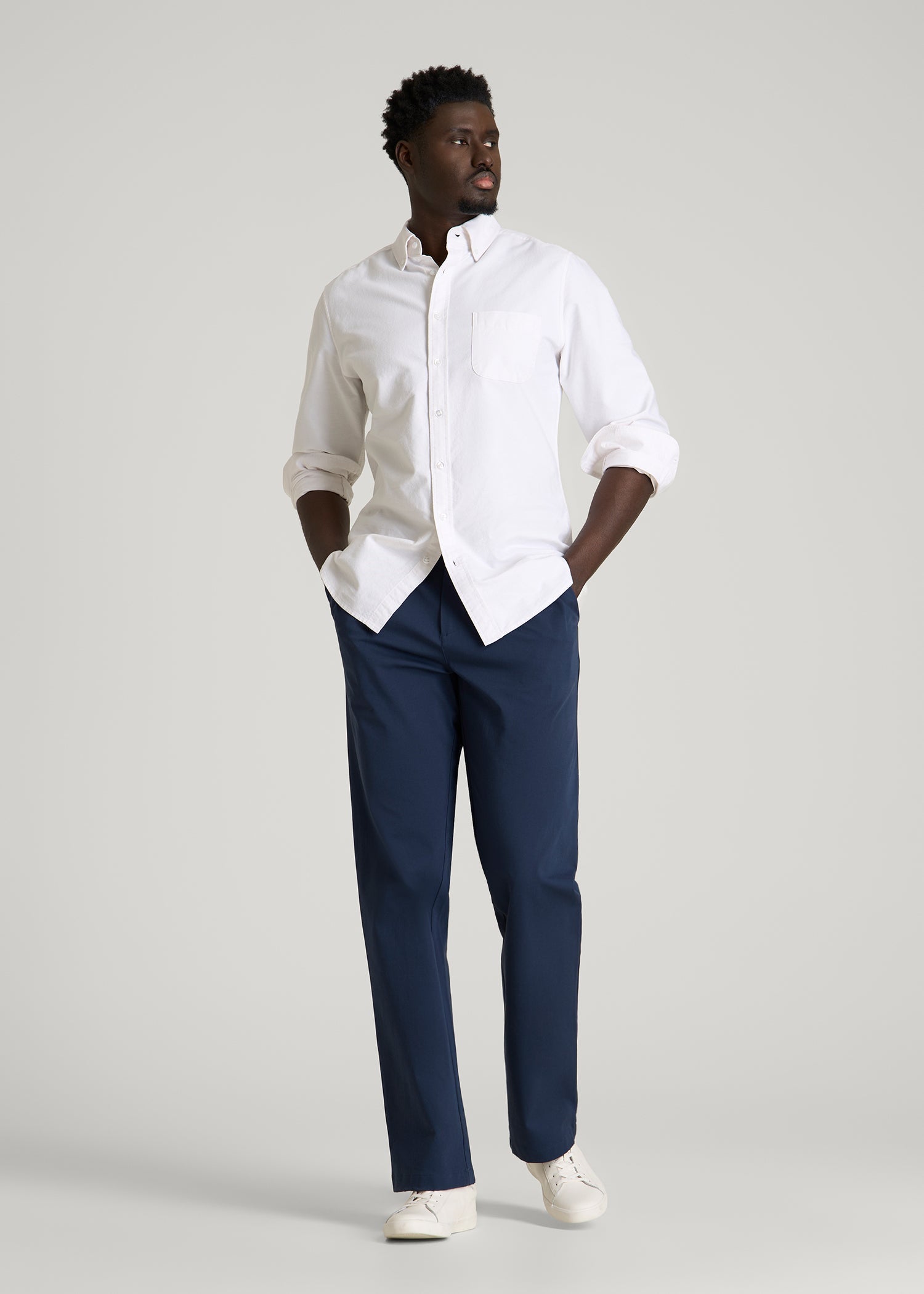 American Tall Outlet | Stretch Commuter Pleated Chinos for Tall Men in Navy Blue