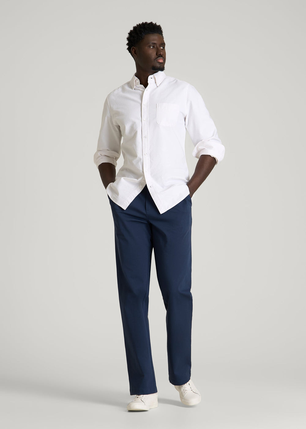 American Tall Outlet | Stretch Commuter Pleated Chinos for Tall Men in Navy Blue