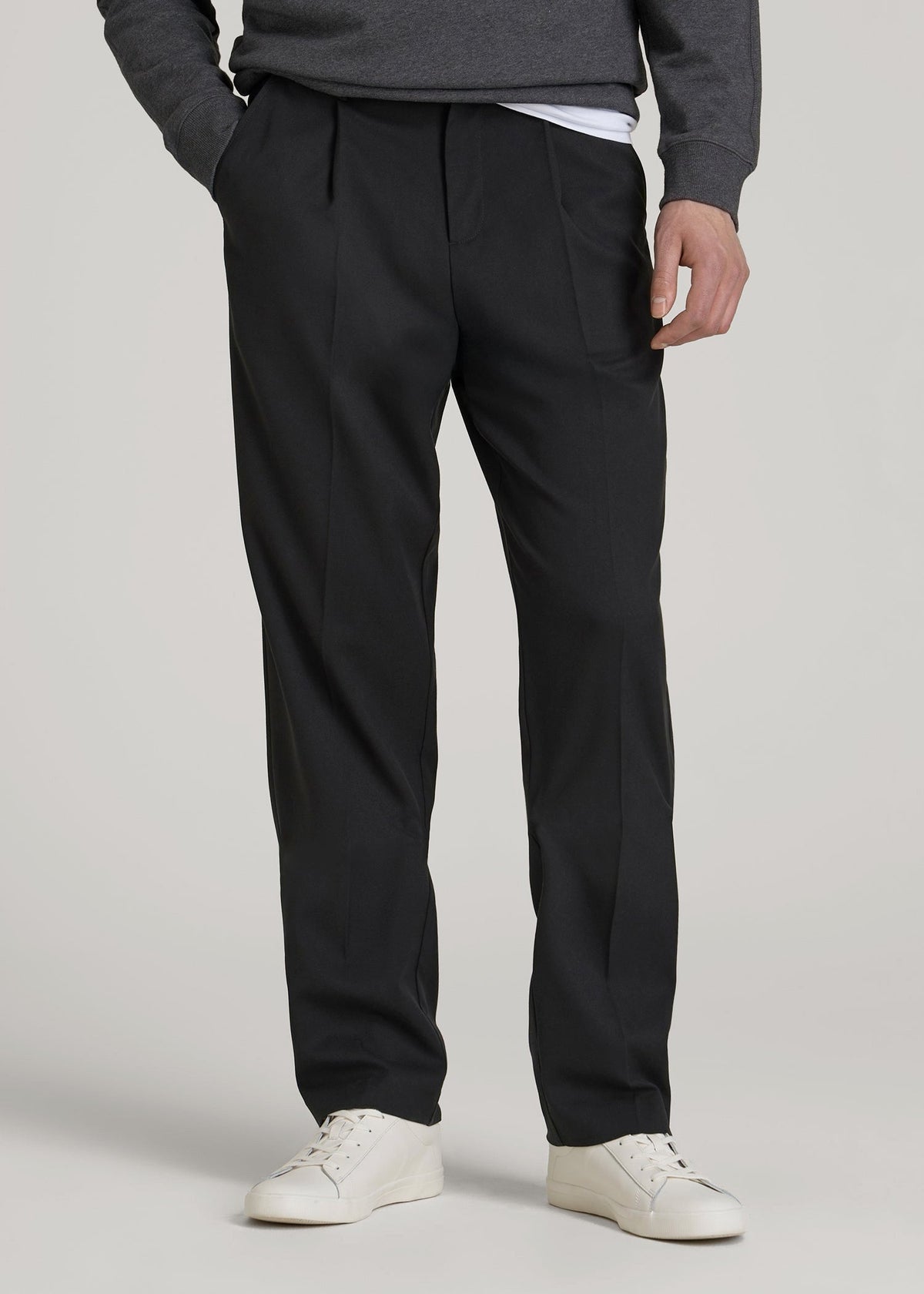 American Tall Sale | Relaxed Pleated Trousers for Tall Men in Black