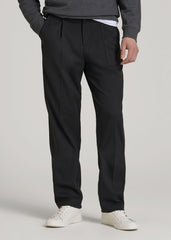 American Tall Sale | Relaxed Pleated Trousers for Tall Men in Black