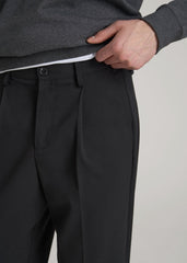 American Tall Sale | Relaxed Pleated Trousers for Tall Men in Black