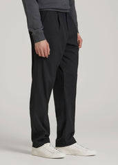American Tall Sale | Relaxed Pleated Trousers for Tall Men in Black