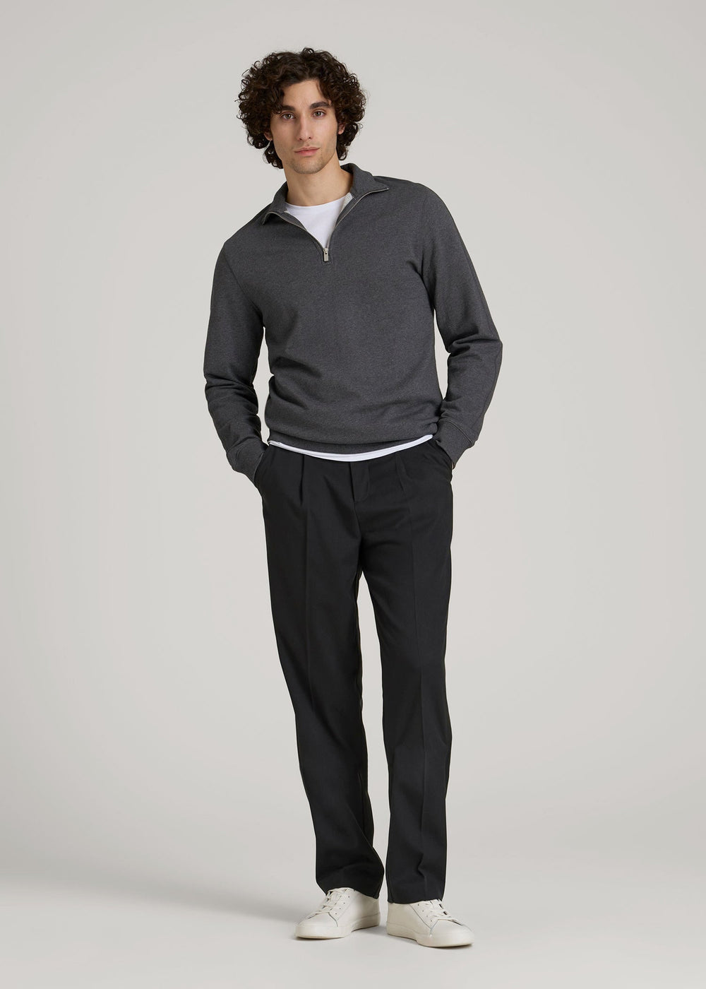 American Tall Sale | Relaxed Pleated Trousers for Tall Men in Black