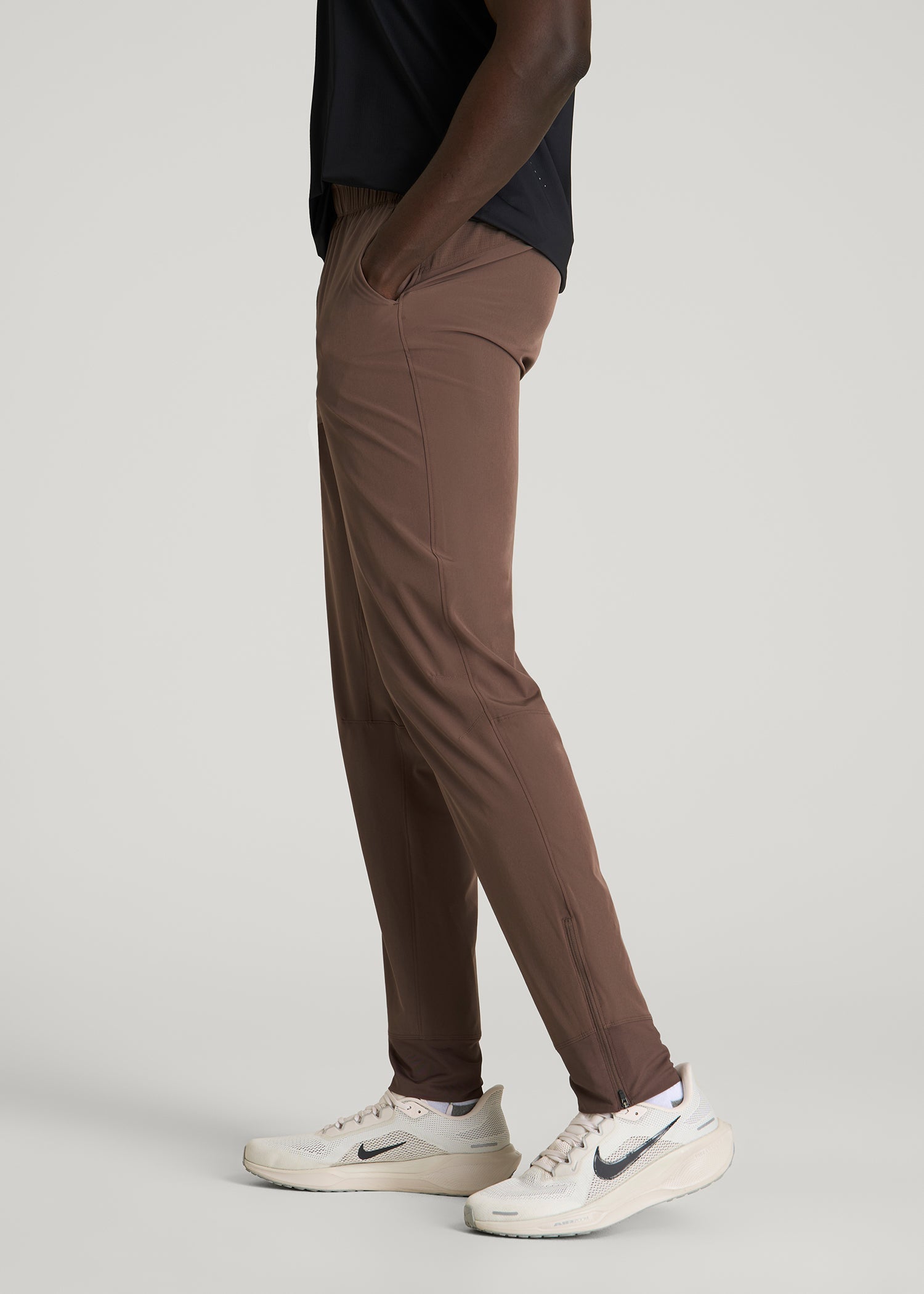 American Tall Online Shop | Featherweight Perforated Training Joggers for Tall Men in Coffee Quartz