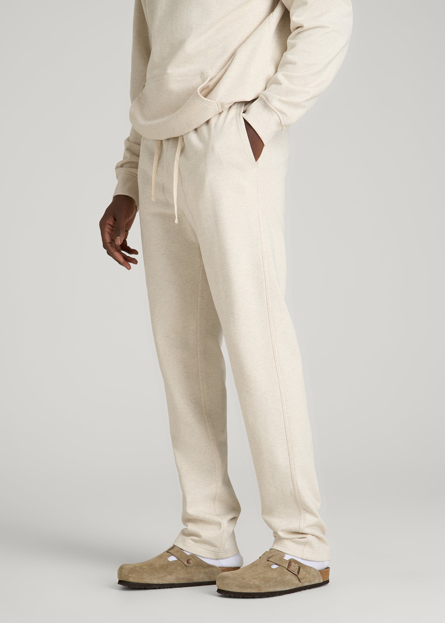 American Tall Sale | Everyday French Terry Straight Leg Sweatpants for Tall Men in Heathered Oatmeal