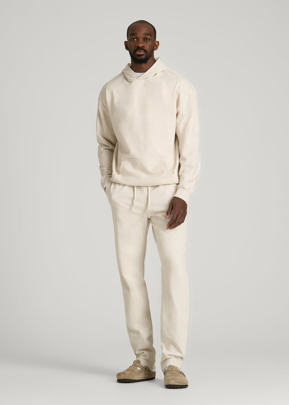 American Tall Sale | Everyday French Terry Straight Leg Sweatpants for Tall Men in Heathered Oatmeal