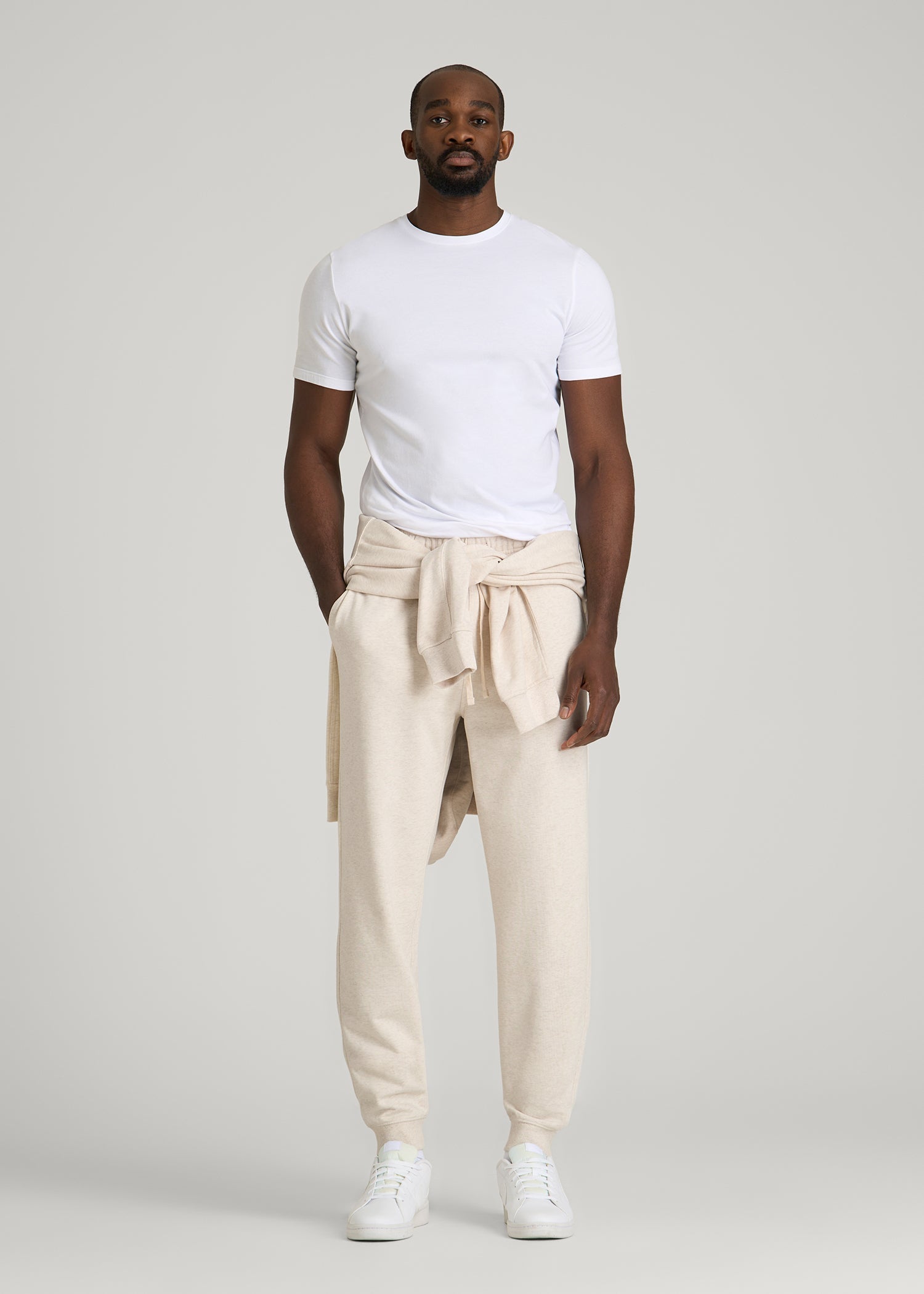American Tall Sale | Everyday French Terry Jogger for Tall Men in Heathered Oatmeal