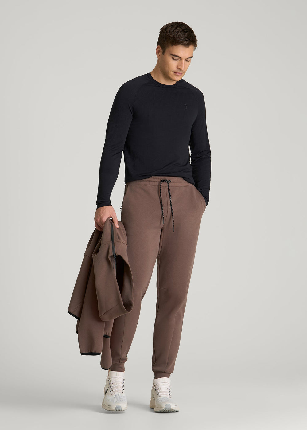 American Tall Outlet | Tech Motion Fleece Joggers for Tall Men in Coffee Quartz