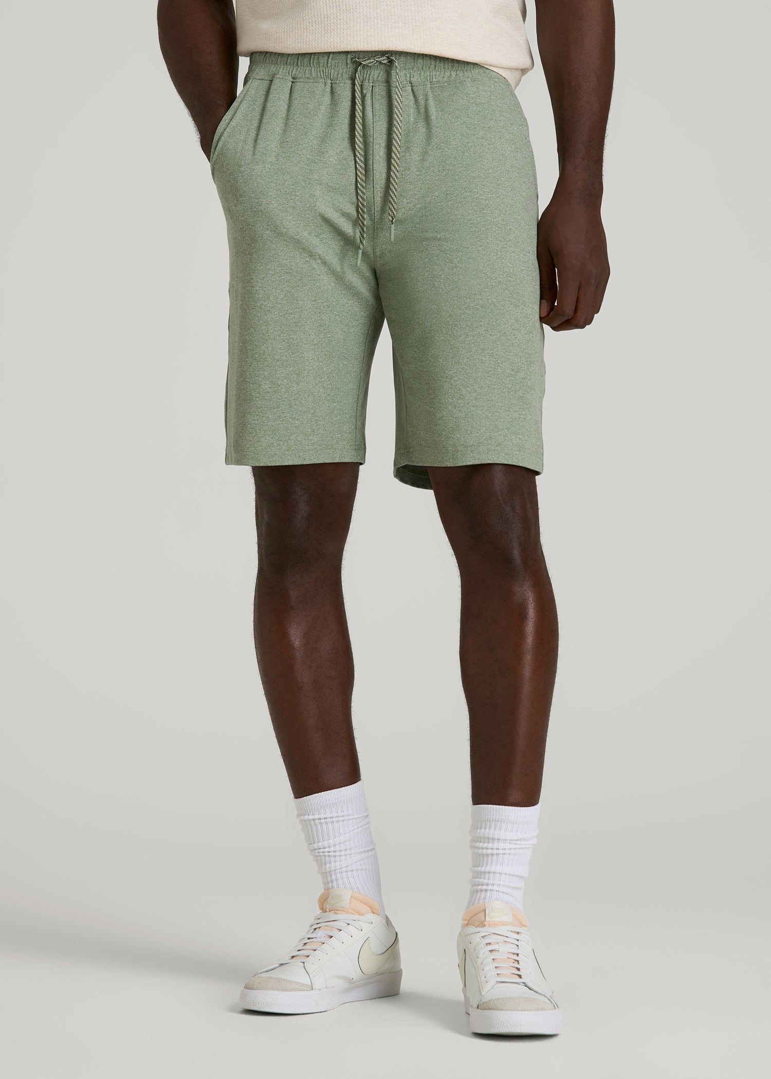 American Tall Discount | Weekender Stretch Lounge Shorts for Tall Men in Dark Seagrass Mix