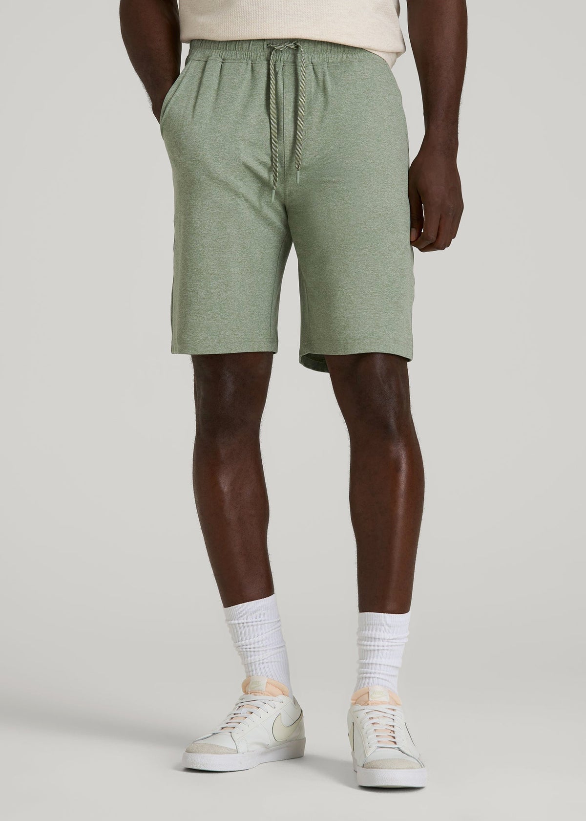 American Tall Discount | Weekender Stretch Lounge Shorts for Tall Men in Dark Seagrass Mix