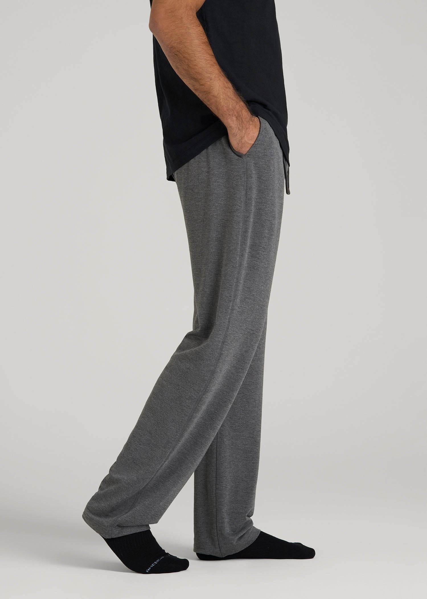 American Tall Online | Open-Bottom Pajama Pants for Tall Men in Charcoal Mix