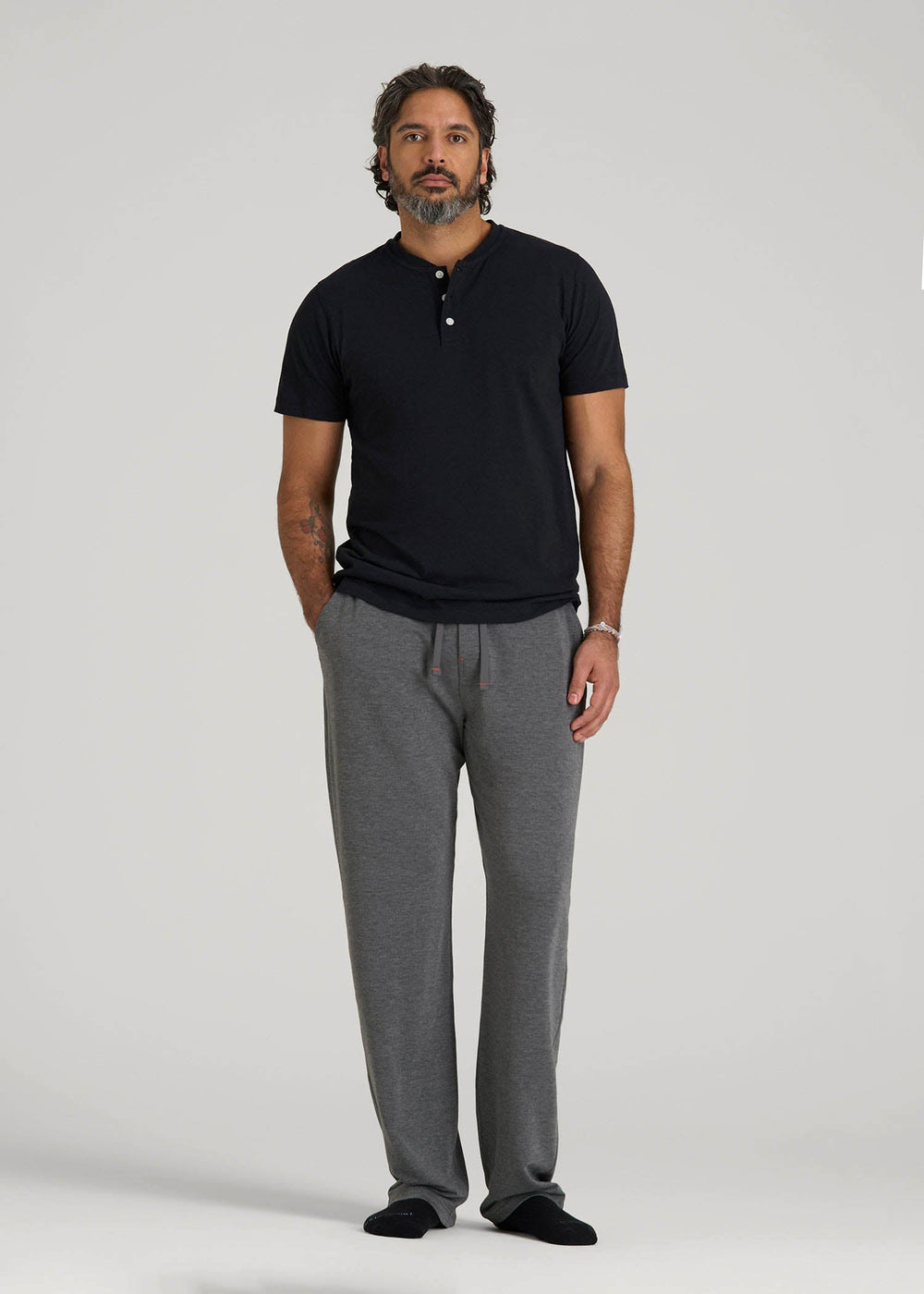 American Tall Online | Open-Bottom Pajama Pants for Tall Men in Charcoal Mix