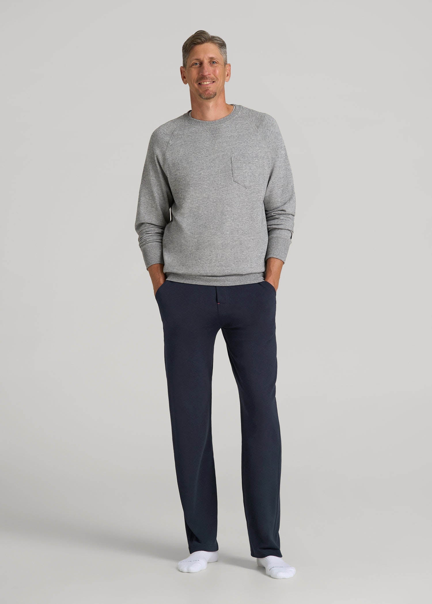 American Tall Sale | Open-Bottom Pajama Pants for Tall Men in Evening Blue