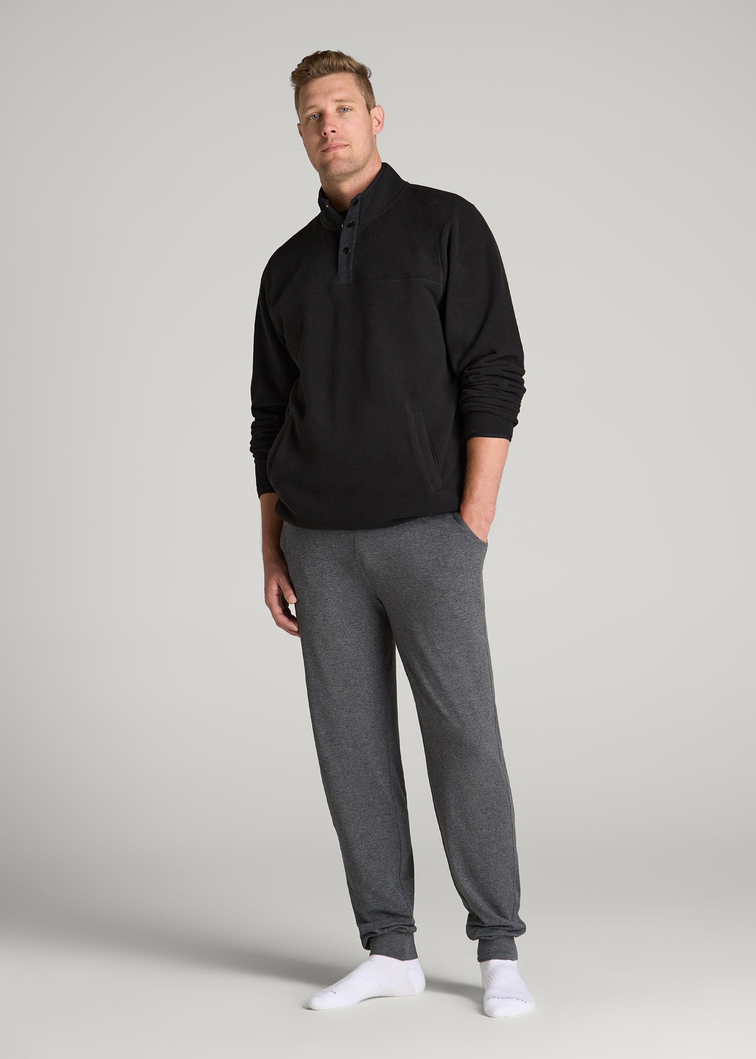 American Tall Online Shop | Weekender Stretch Lounge Joggers for Tall Men in Charcoal Mix